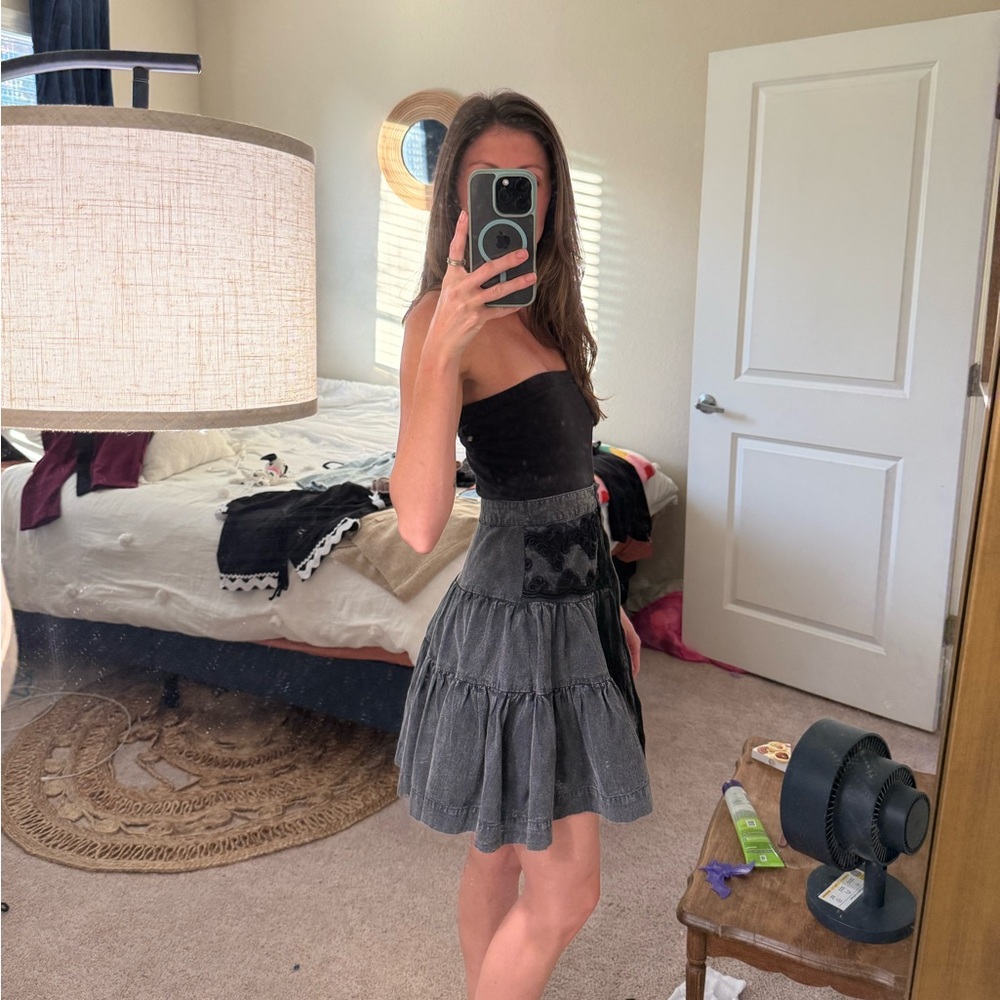NWT Free People Black Denim Skirt - Picture 4 of 5